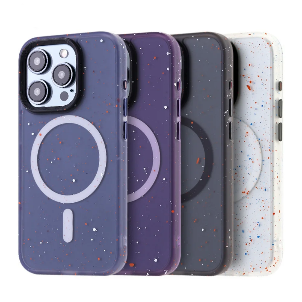 For iphone 15 14 13 Pro Max  Plus Magnetic Case,Starry Sky Speckle Ink  Phone Case