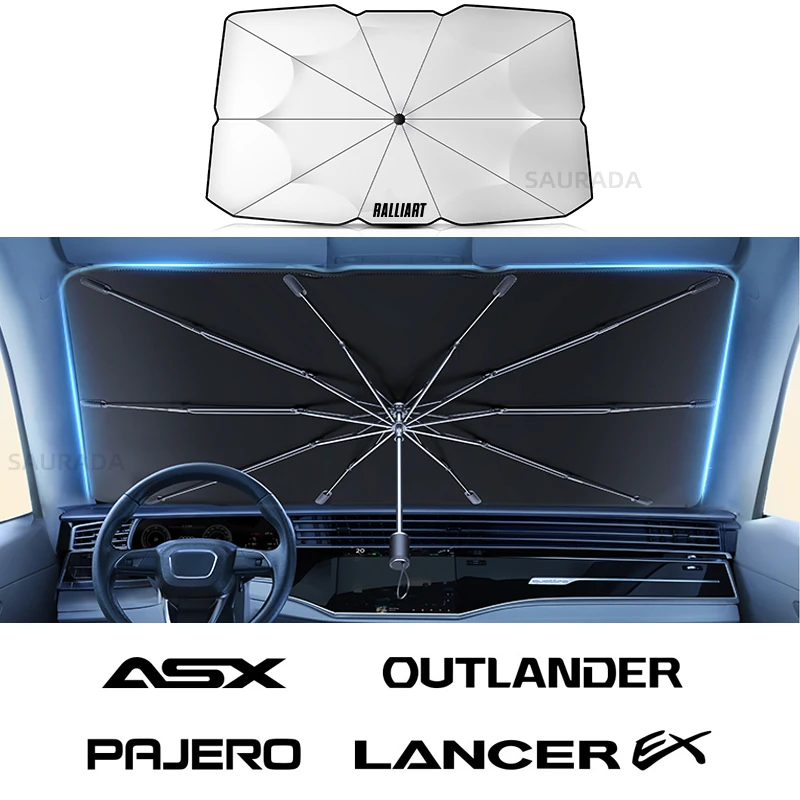 For Mitsubishi Outlander Lancer 9 EX ASX Pajero L200 Eclipse Ralliart Delica Car Windshield Sun Shade, UV Ray Reflector Umbrella