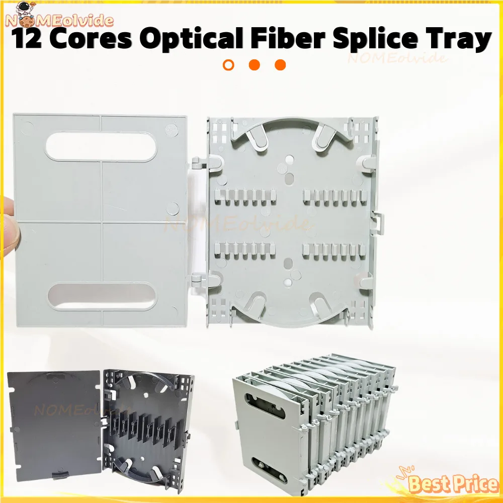 

10pcs 12 Cores Fiber Optic Splice Tray FTTH Optical Fiber Protection Box Fiber Optics Cassette Cover used Distribution Box