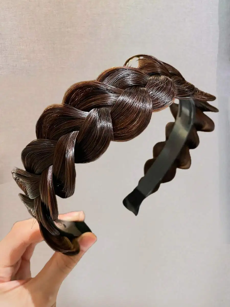 

Womens Braided Headband Wide Hair Accessory Anti-Slip Teeth Retro Elegant Style