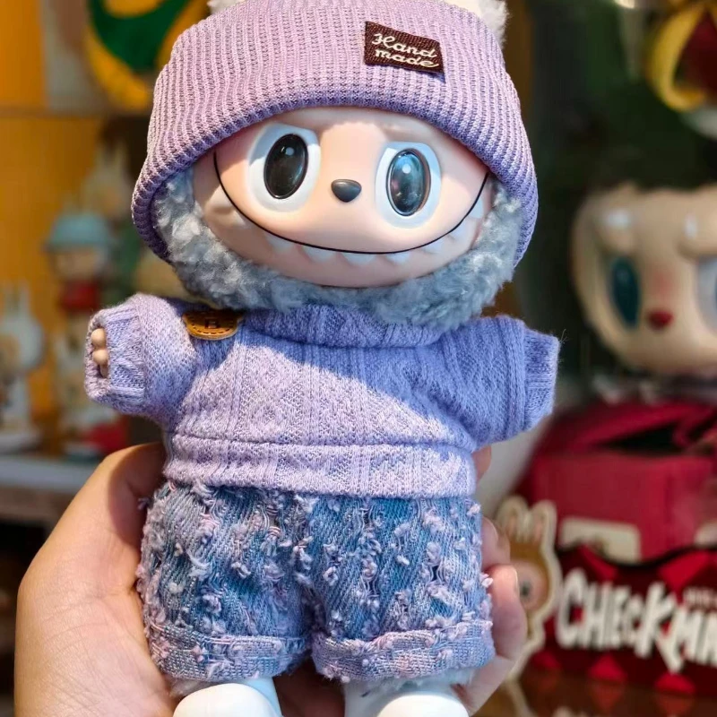 

6,7-дюймовый комплект аксессуаров для одежды labubu, шапка + одежда + (штаны или юбка), кукольная одежда, подходящая для модной плюшевой обуви для кукол