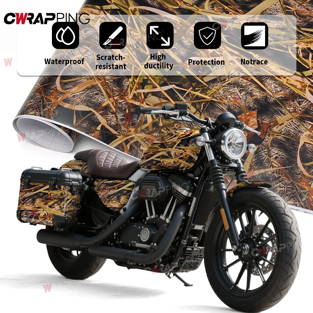Wrap Foil Car Adhesive Vinyl Paper for Car Grass for Tank Off-road Vehicles Waterproof Bubble-free Camouflage Trees Motorcycles