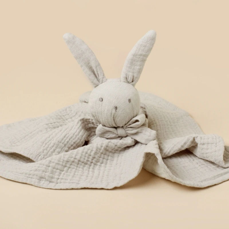 New Cotton Gauze Stuffed Bunny Baby Towel Muslin Rabbit Doll Newborn Comfort Towel Security Blanket Boys Girls Face Towel Bibs