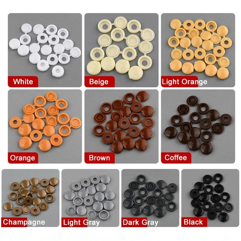 50pcs Hinged Screw Cover Caps M5 Large Plastic Shutter Fold Screw Snap Covers Washer Flip Tops For Car Furniture Nuts Bolts