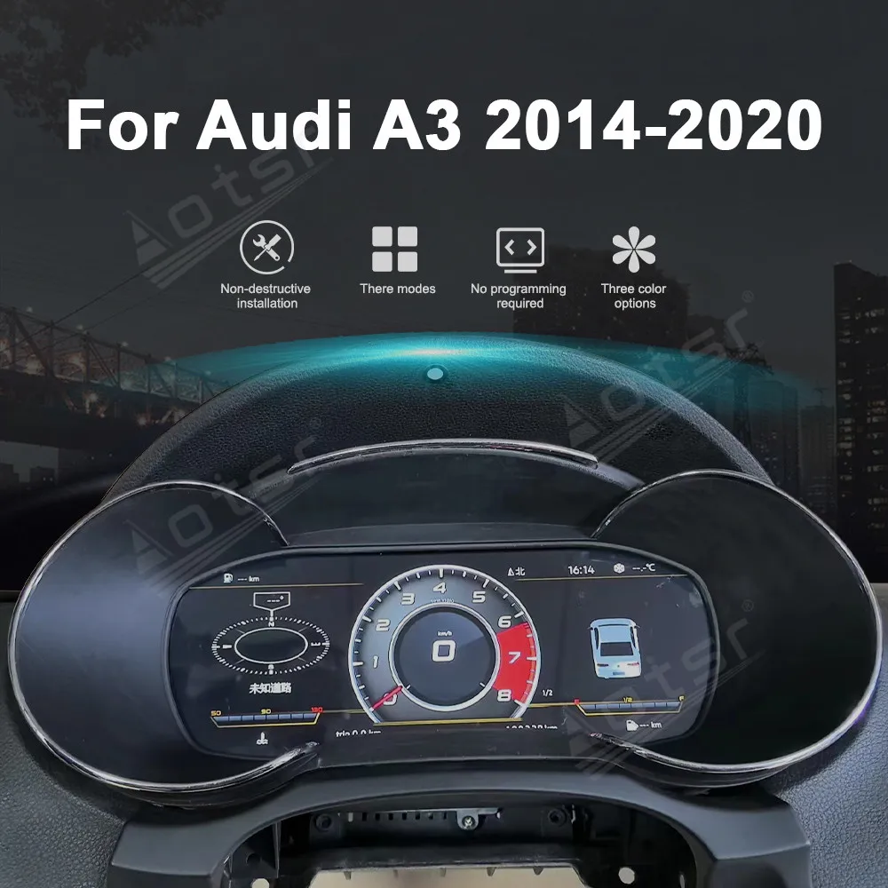 For Audi A3 2014 2015 2016 2017 2018 2019 2020 Digital Dashboard Panel HD LCD Speedometer Virtual Instrument Cluster Cockpit DSP