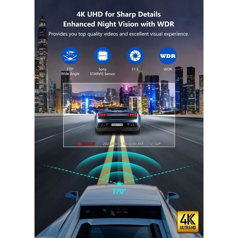 Redtiger Dealer F7NS Front View Ahd Night Vision Mini Dvr 4k Truck Car Camera Dash Cam