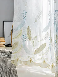 Korean embroidered feather living room gauze curtain 1PC