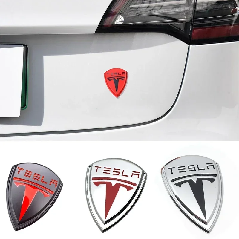 Metal Car Fender Body Side Trunk Rear Sticker for Tesla Model 3 S X Y Roadster Cybertuck Badge Window Decal Exterior Accessories