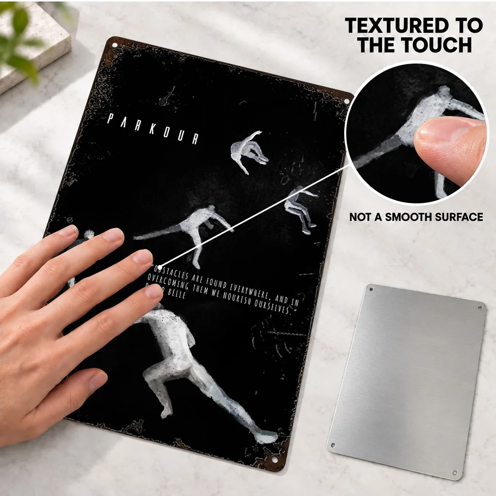 Parkour Freerunning Aluminum Poster Personalized Metal Sign Graphic Design Wall Art For Training Studio Fitness Enthusiast Gift