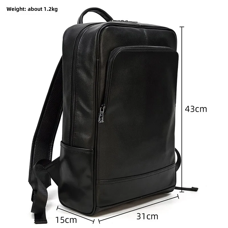 ของแท้หนังผู้ชายกระเป๋าเป้สะพายหลังขนาดใหญ่กระเป๋าเป้สะพายหลัง 15.6 "แล็ปท็อป Rucksack นักเรียนโรงเรียนกระเป๋า Daypack กระเป๋าเป้สะพายหลังชาย