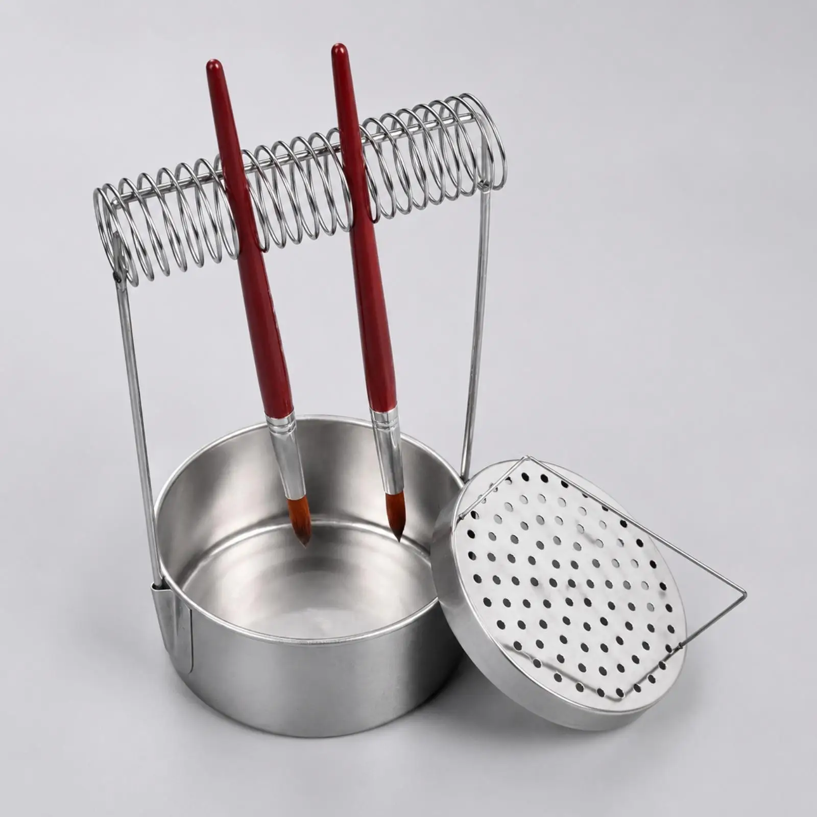 Cylindrical Paint Brush Washer Container with Strainer Insert for Oil Paint Cleaning Art Tools