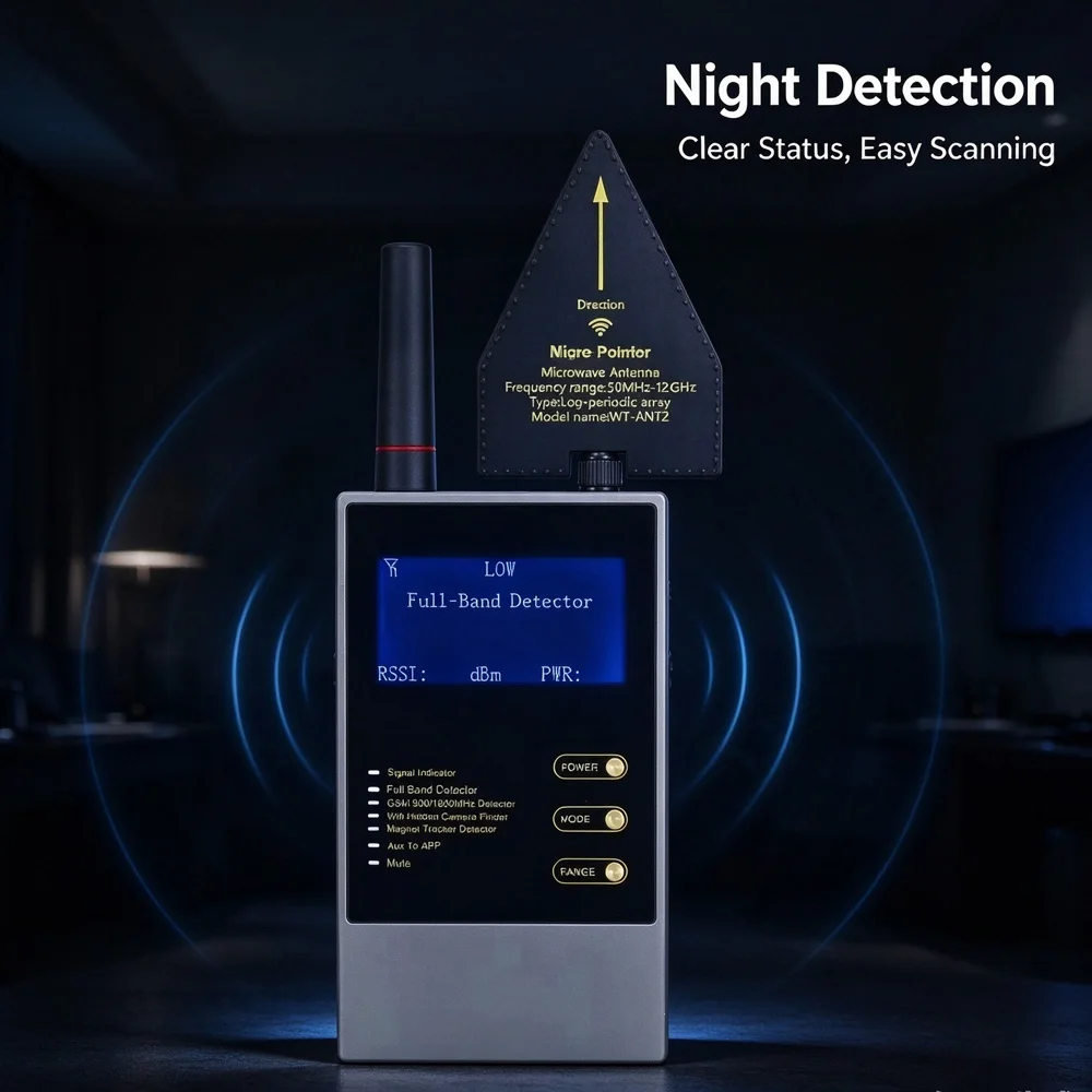 Tracker Detector, Anti Spy Hidden Camera Detection, Eavesdropping Bug Magnetic Locator Detection Tool, 12GHz RF Signal Detector