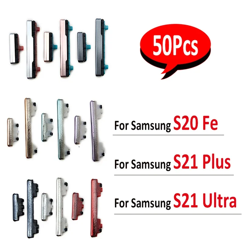 

50Pcs/Lot， For Samsung S21 Plus / S20 Fe / S21 Ultra / S21 FE Side Volume Button + Power ON / OFF Button Key Set Replacement