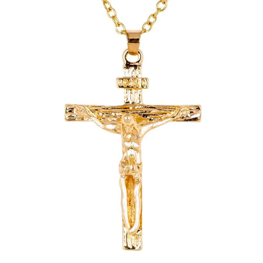 

Men's Titanium Steel Cross Pendant Necklace Gold Crucifix Elegant Christian Jewelry Gift for Men