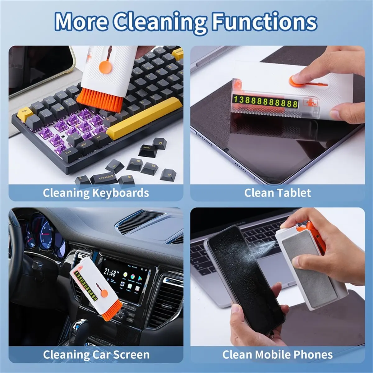 N14R Top Window Breaker Seatbelt Cutter with Cleaning Brush, All in 1 Car Glass Breaker Kit