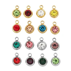 20Pcs Stainless Steel 6mm Rhinestone Charm Necklace Pendants for Jewelry Making Women Bracelet Supplies DIY Earrings Accessories