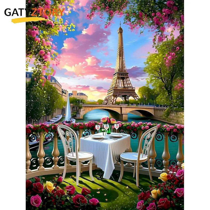 

GATYZTORY City Paint By Numbers Original gifts Diy Gift Scenery Abstract Picture Acrylic on Canvas Paints