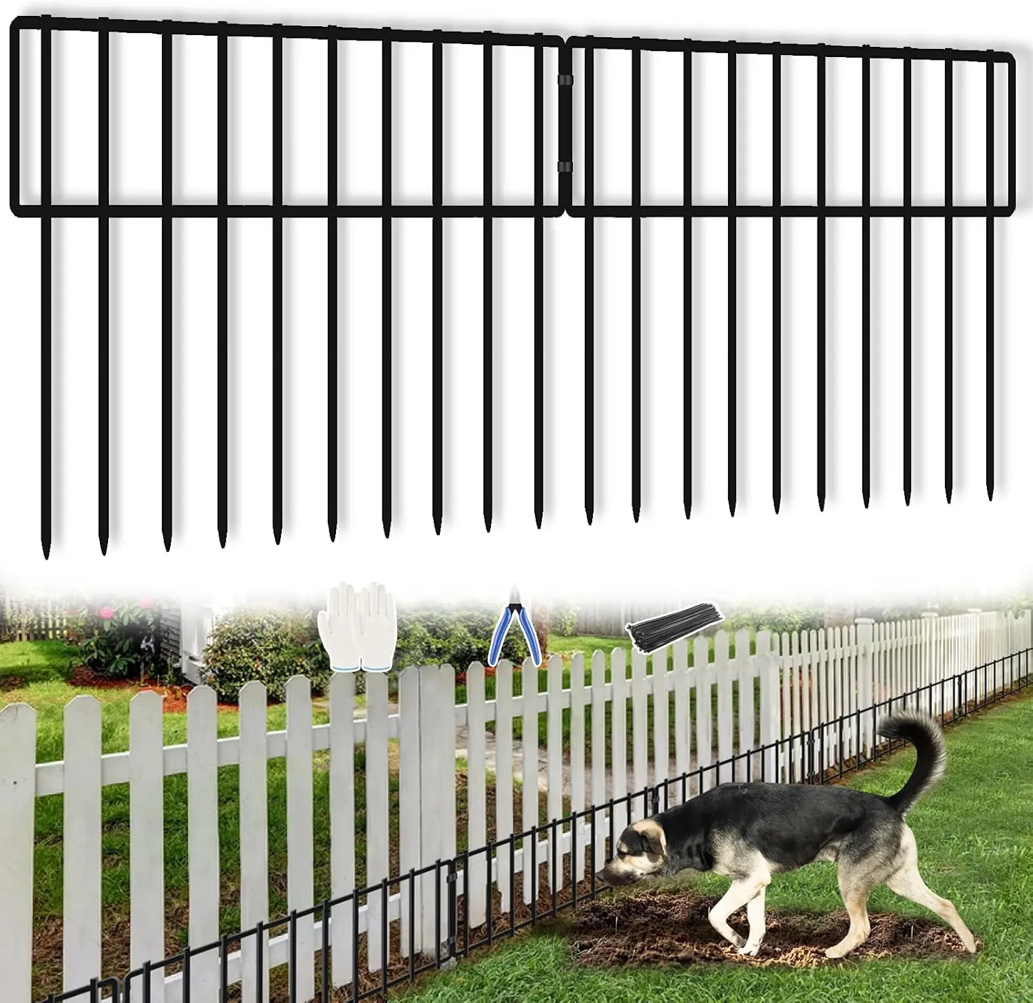 

45.33ft x 13in Animal Barrier Fence, 32 Panels No Dig for Rabbits Dogs, Rustproof Metal Garden Outdoor Patio
