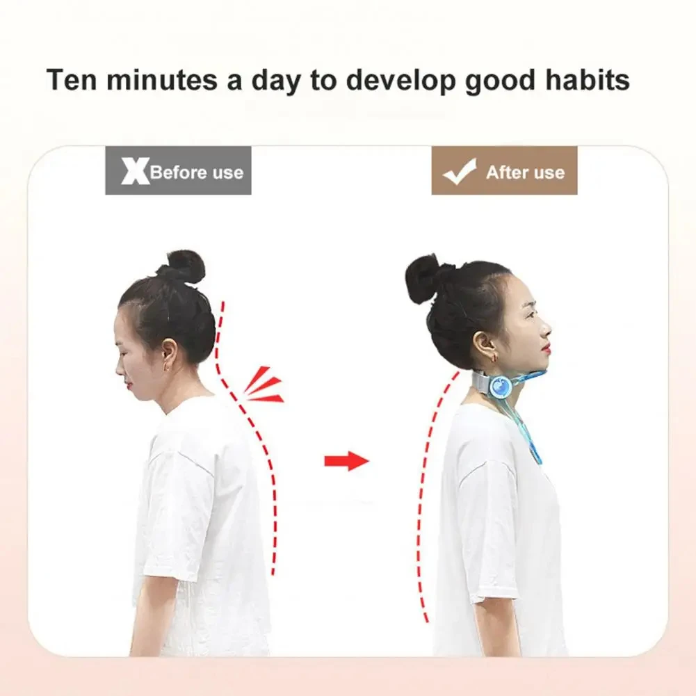 O dispositivo ajustável da tração cervical, corrector da postura, cinta do pescoço, apoio do pescoço, corrector sentado da postura, relaxa NeckPain