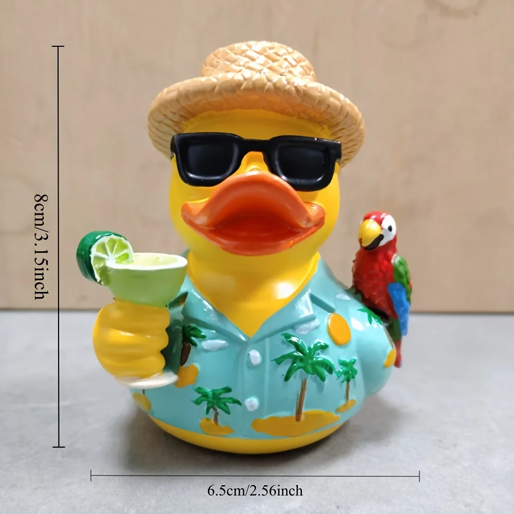 Resin Rubber Duck Jimmy Buffett Memorial Decor Funny Tropical Parrot Duck Party Ornament