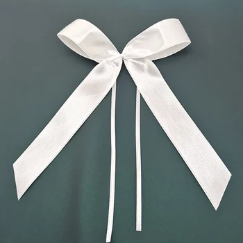 (50 unids/pack) lazo de cinta blanco hecho a mano de 20cm para niña, accesorios de horquilla, colocación de ropa, regalos de vacaciones, decoración de boda