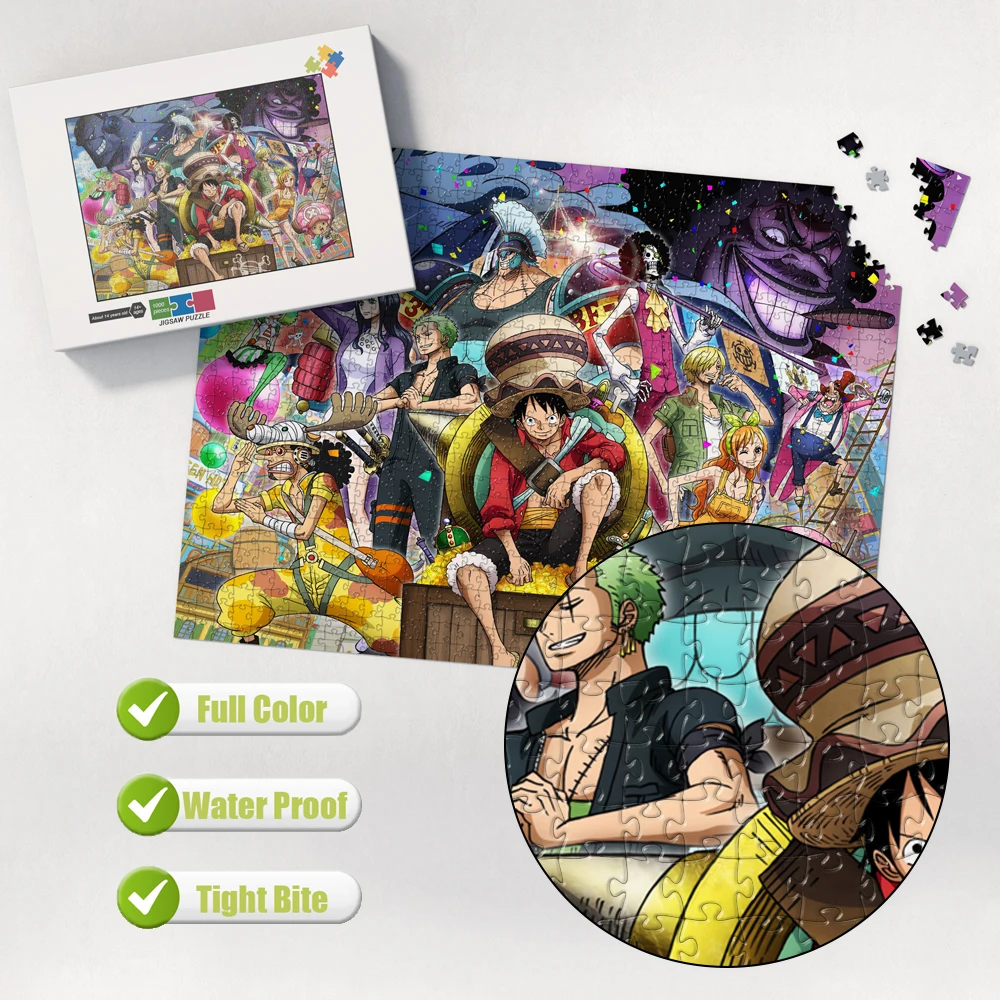 Puzzles de dessin animé One Piece pour adultes, simple, difficile, multi-spécifications, jouets pour enfants, dos