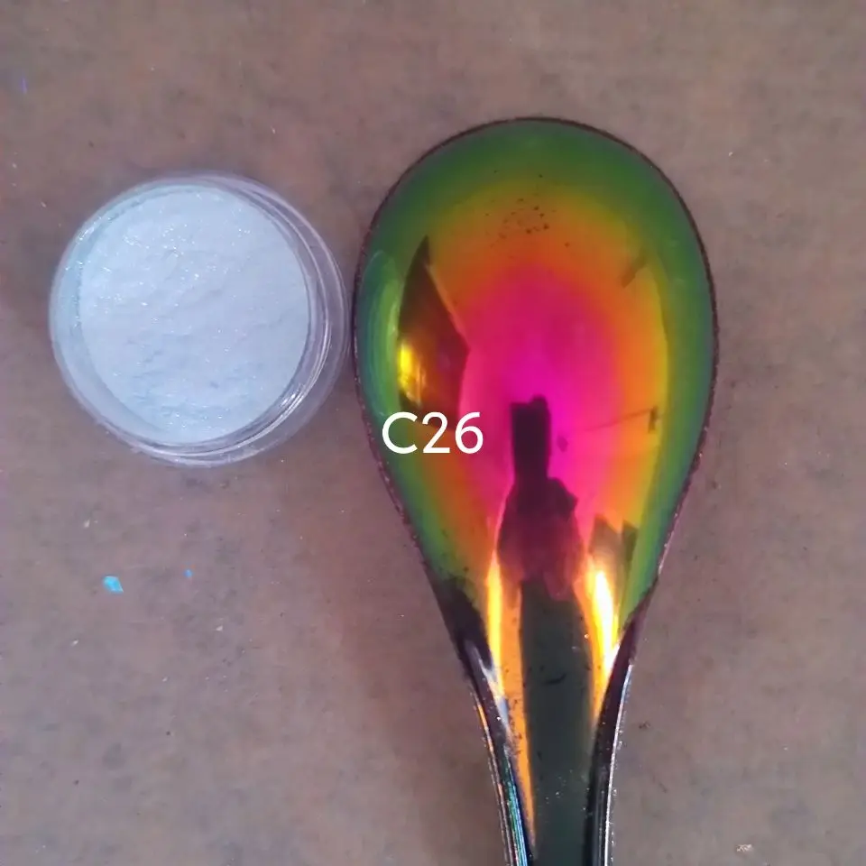 Iridescent Rainbow White Aurora Chrome Super Shifting Chameleon Colorshift Automotive Paint Pigment Powder C26