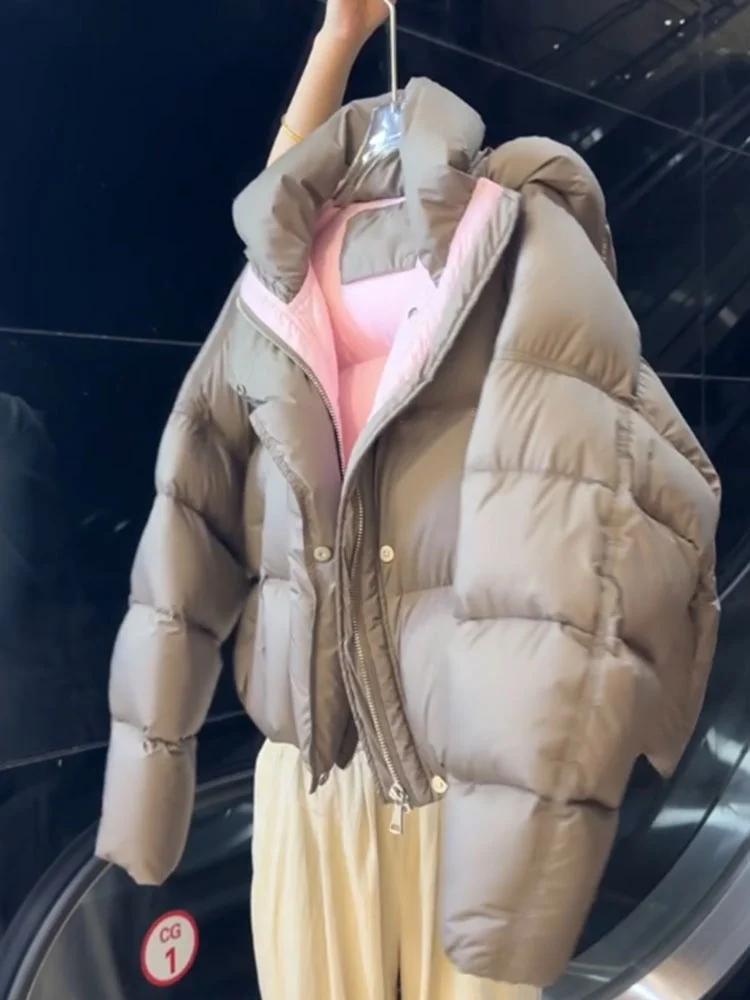 Único ort i ey feminino para baixo Jaet inverno 2025 novo tamanho pequeno high-end pão sle outerwear commute ele ajuste regular
