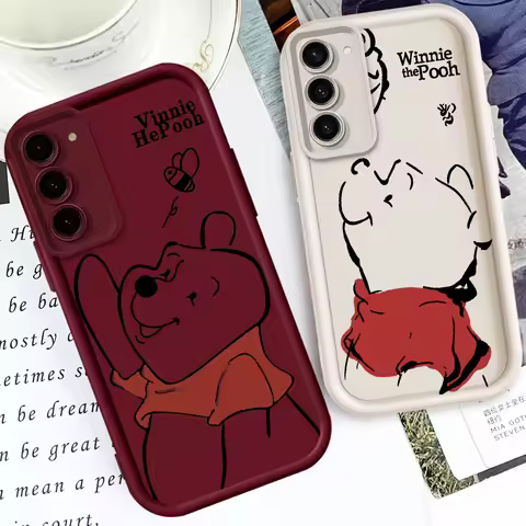 Disney Winnie The Pooh Cute For Samsung Note 20 S24 S23 S22 S21 S20 Ultra Plus FE A25 A55 A22 A15 A35 5G Eye Ladder Funda