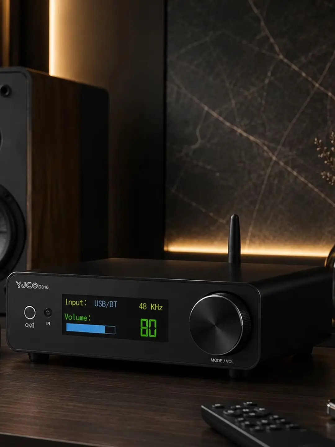 Wzmacniacz mocy cyfrowy Hi-Fi YJCO D816 o wysokiej wierności, 300W*2, Bluetooth, bezstratny wzmacniacz audio domowy, układ ACM8816 z azotku galu. — zdjęcie produktu 7