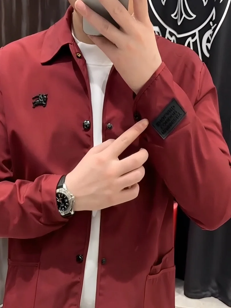 

Faionable Korean Sle Men's Jaet Collared Outerwear Comfortable Slim Fit Trendy Autumn New Arrival Polyester Fabric