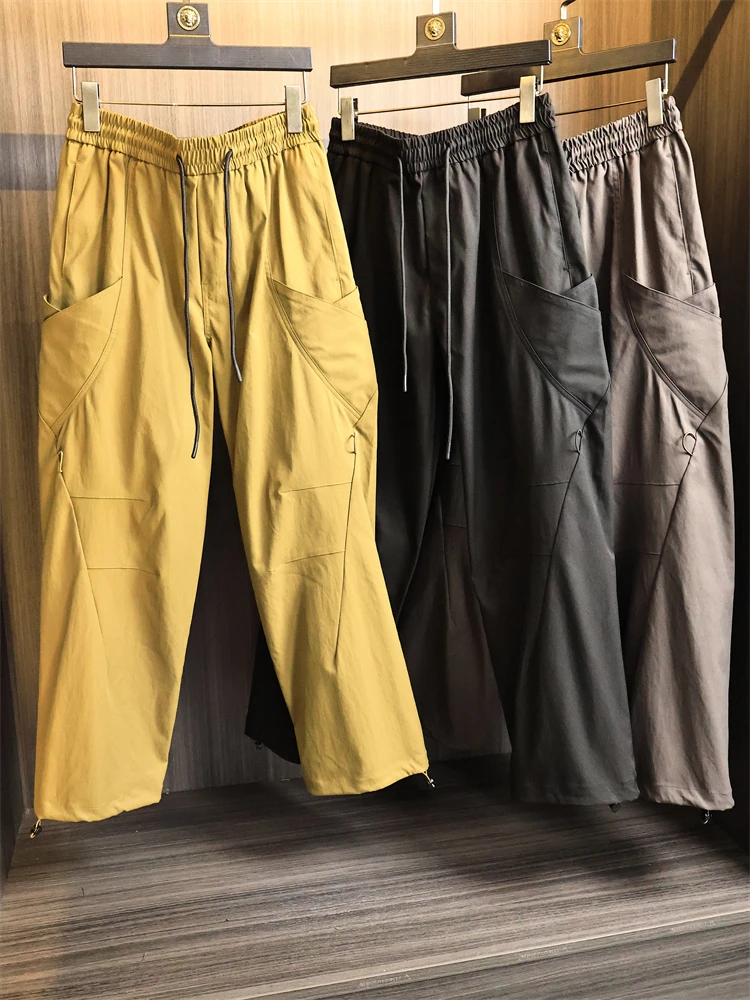 

Retro Japanese Sle Men's Casual Pants Water-Resistant 3D Tailoring Autumn Lightweight Straight Leg Functional Loose Fit