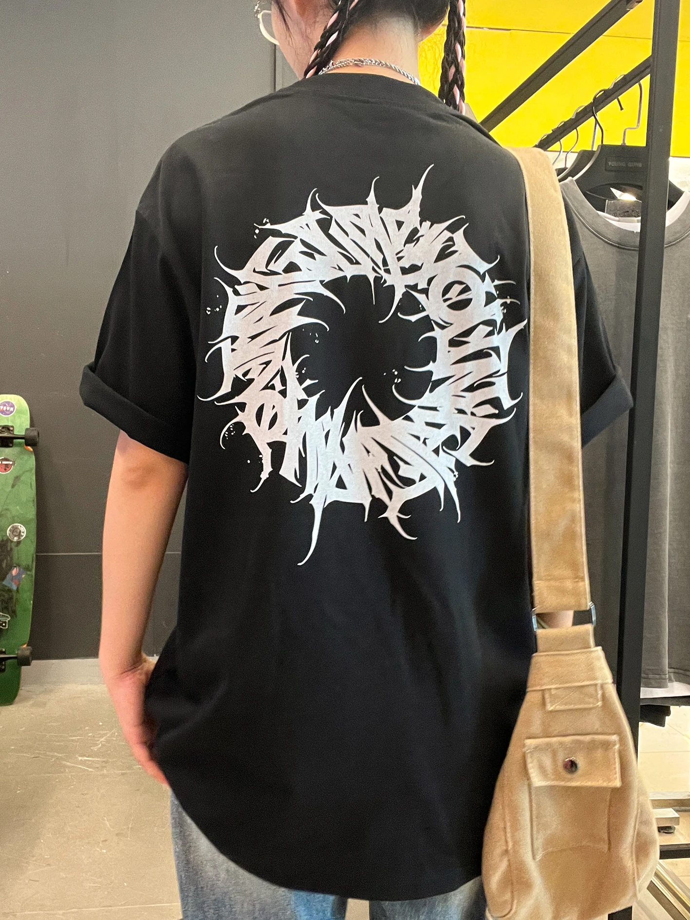 

Heavyweight 260G Chicano Ring American Vintage Short Sleeve T-Shirt by Wang Youbing Studio Fashion Accessory Sleeve Button