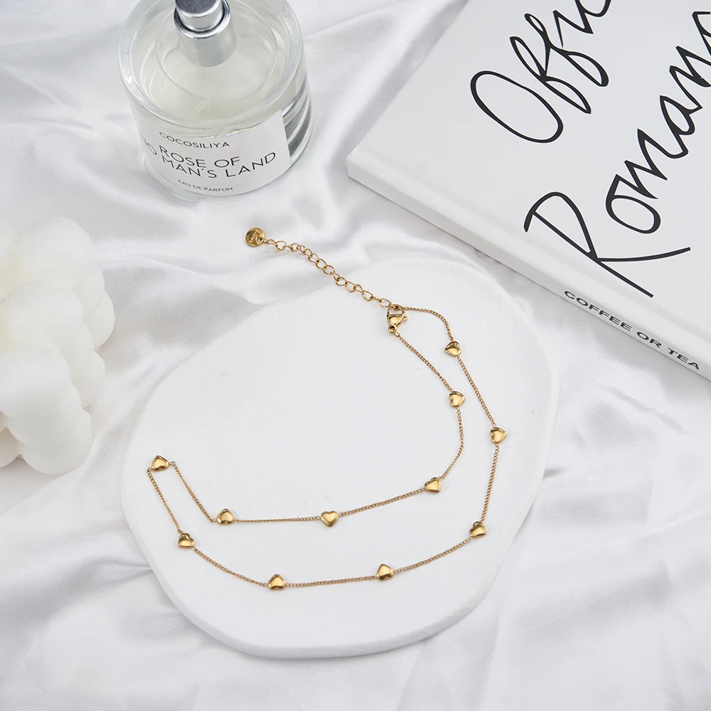 ENFASHION Para Mujer Luck Heart Clavicle Chain Necklace For Women Jewelry Necklaces 18K Plated Gold Fashion Cute Simple P223321