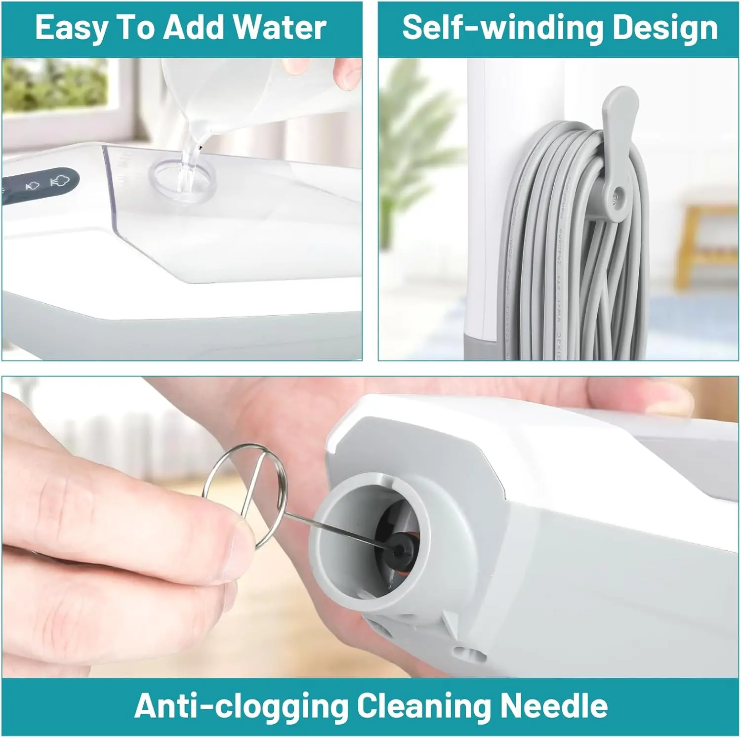 ممسحة بخار محمولة 12 في 1 للخشب الصلب والبلاط والصفائح والنوافذ - أبيض