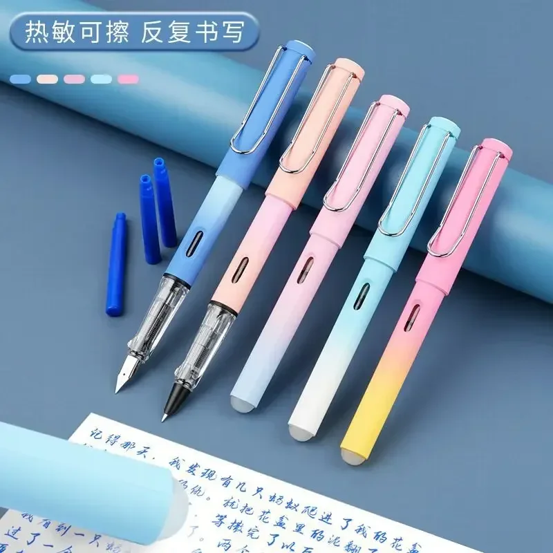 A 100PCS Hot Erasable Universal Pen For Students 0.38 Practice Writing Dark Light Pointed Replaceable Ink Bag Ink Absorber B
