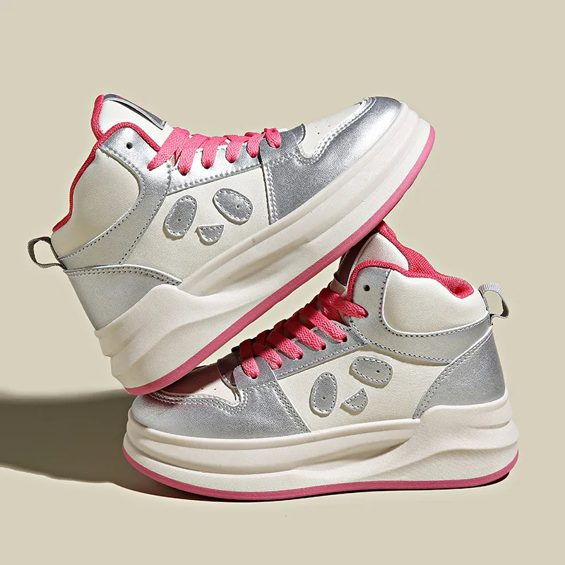 

Новинка, Весенняя модная женская спортивная повседневная обувь с высоким верхом и принтом панды, обувь для скейтбординга