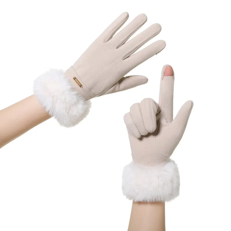 لطيف لينة صوف مبطن قفازات الشتاء الدافئة يندبروف الدفء الباردة واقية قفازات مقاوم للماء قفازات شاشة لمس الطقس البارد