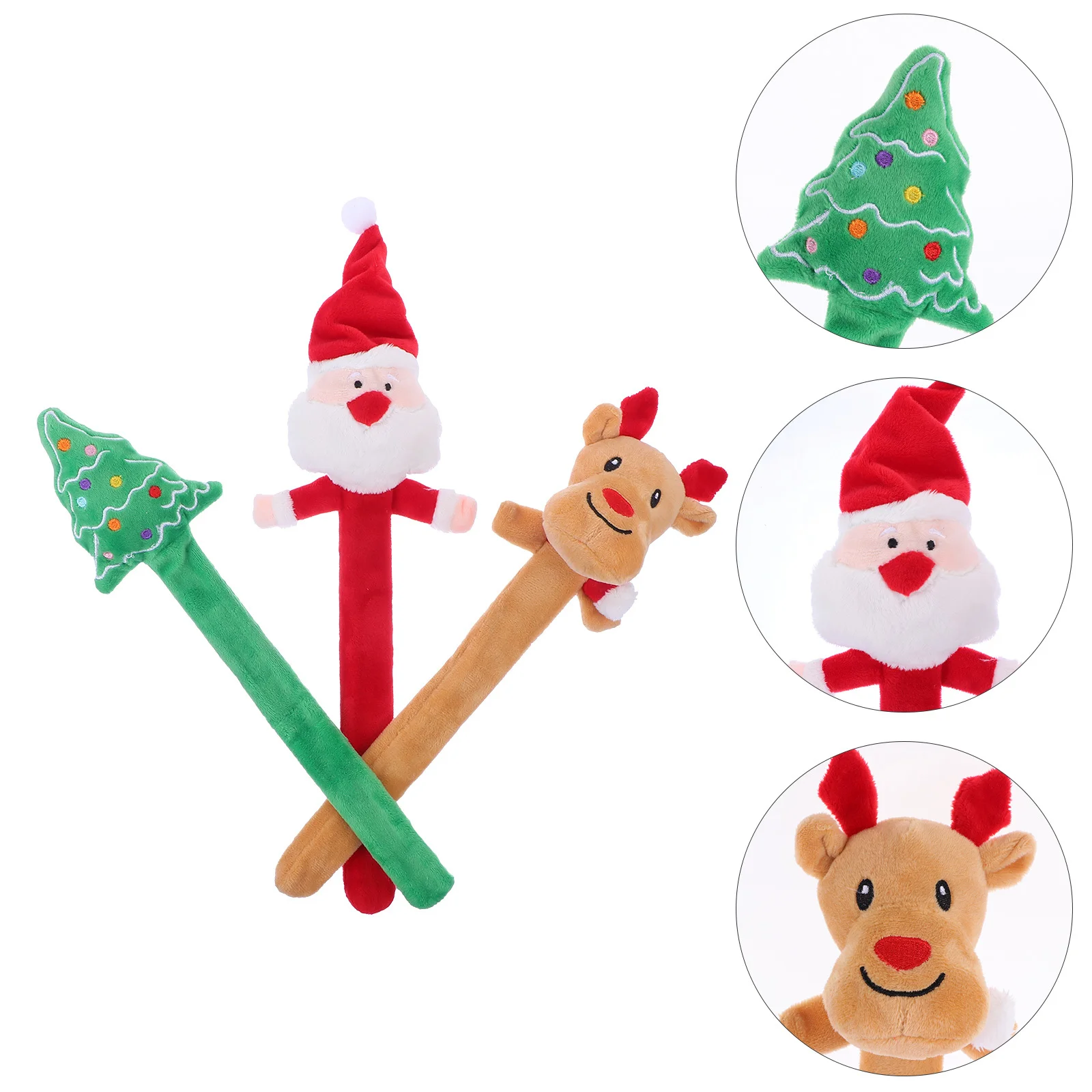 3Pcs 어린이 슬랩 팔찌 크리스마스 박수 팔찌 피부 친화적인 유연한 파티 재미있는 선물 휴일 축하를위한