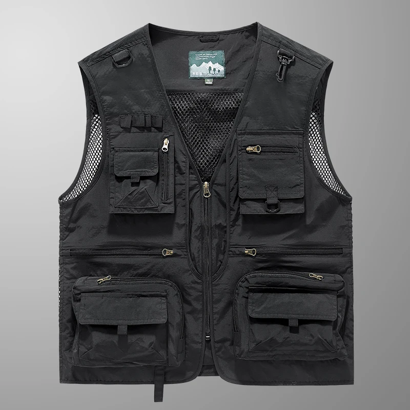 Sleeveless Jacket Fashion Fishing Vests For Men's Pocket Photography Waistcoat Casual Spring Autumn Outdoors Military Black 2023