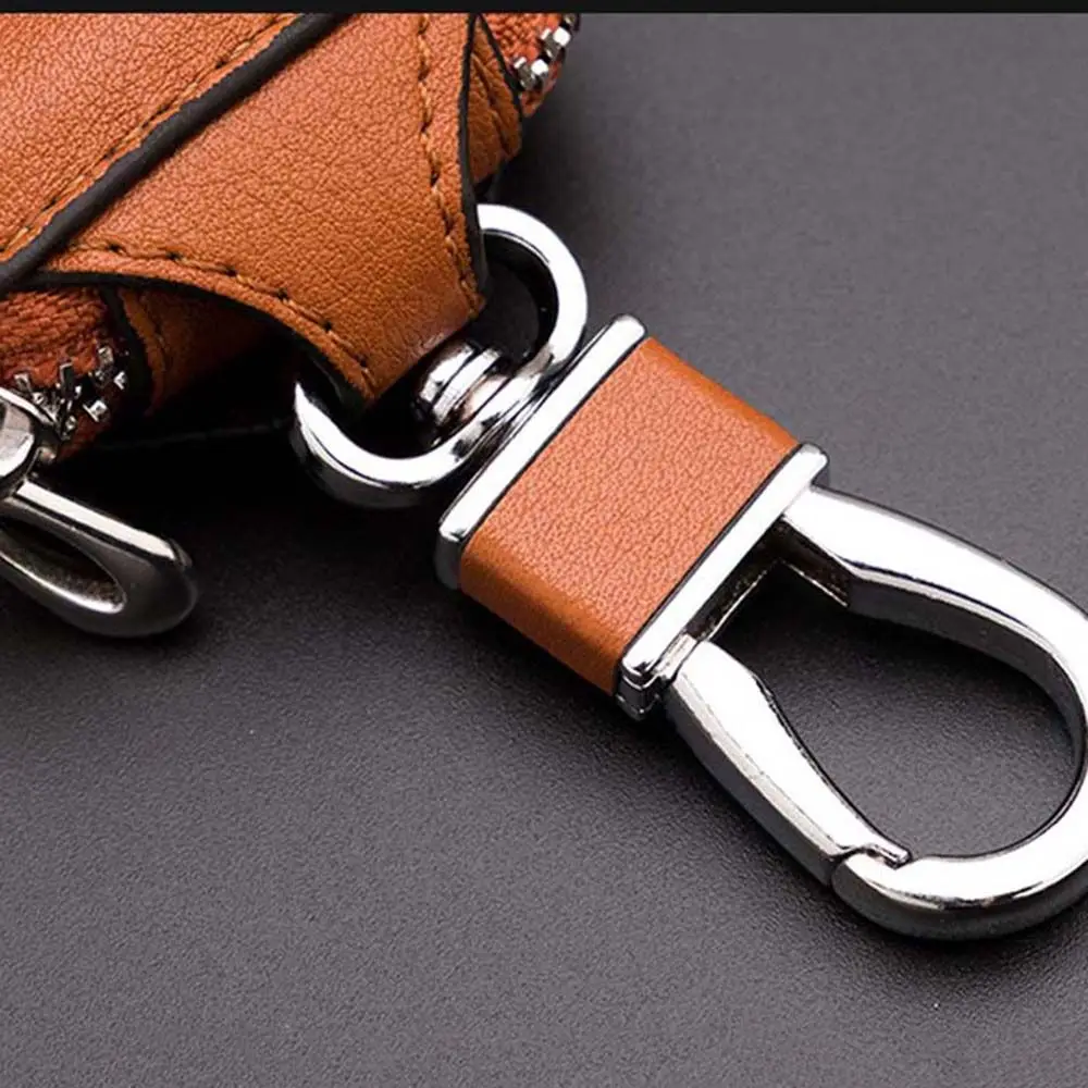 Portable Keychain PU Leather Keychain Covers With Keyring Car Key Wallets Keys Organizer Car Key Case Zipper Key Case Bag