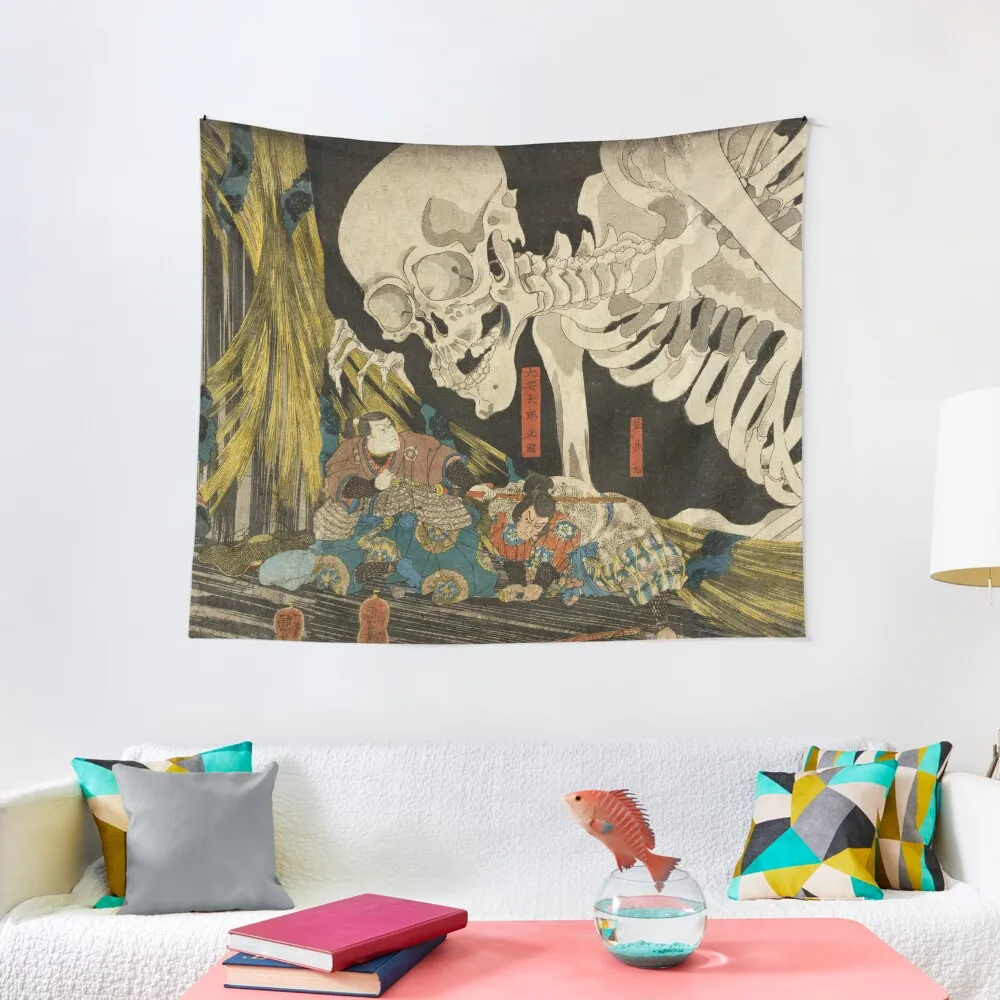 

Mitsukuni Defying the Skeleton Spectre Invoked by Princess Takiyasha - Utagawa Kuniyoshi Tapestry Home Decor Aesthetic Tapestry