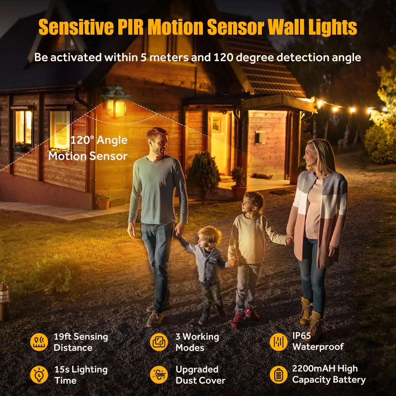 Imagem -03 - Motion Sensor Lanternas de Parede Solares ao ar Livre com Modos Luzes Led Sconce Ip65 Impermeável Montagem na Parede Pátio Cerca Decorativa Pcs