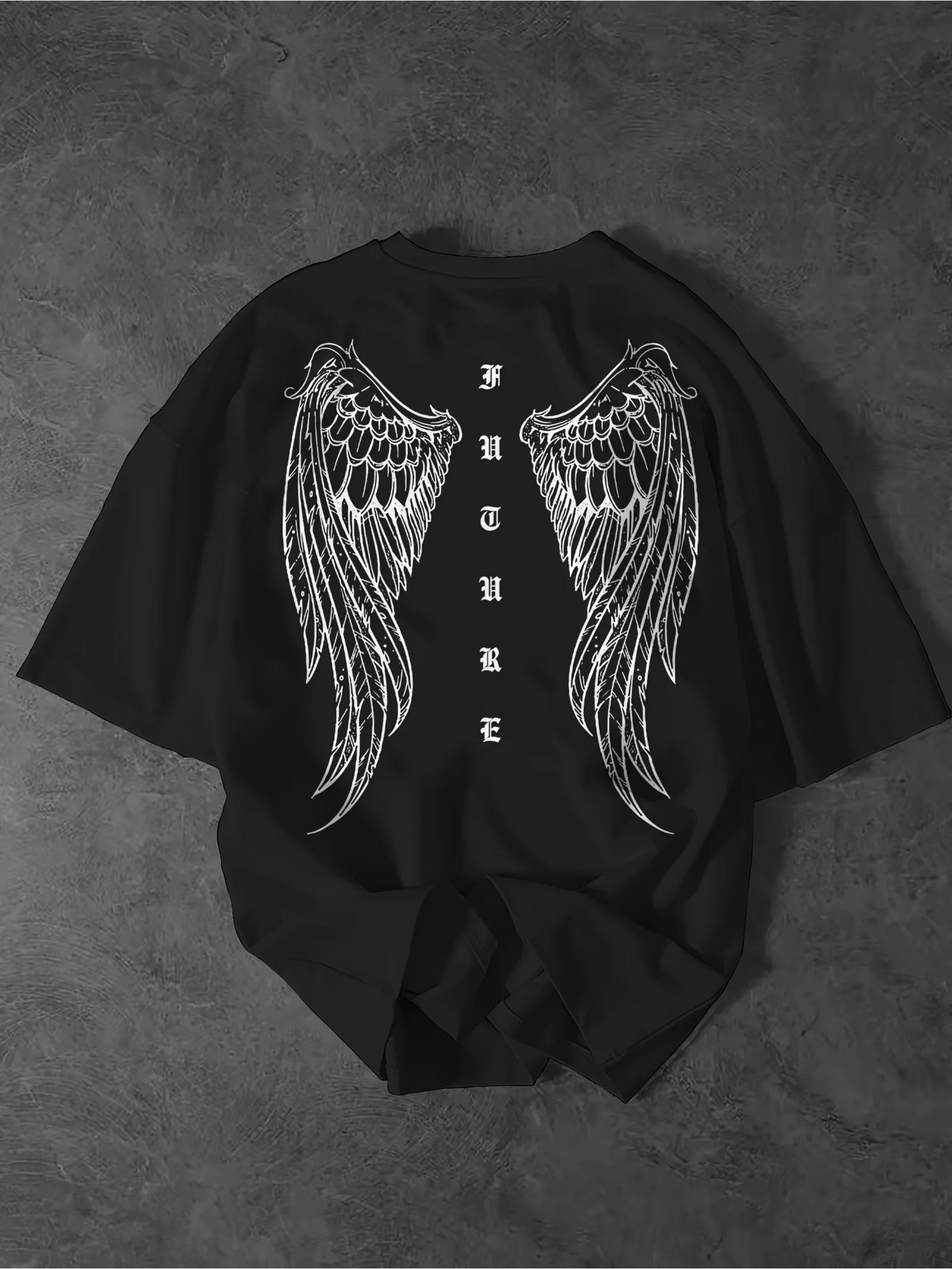 T-shirt à manches courtes pour homme avec imprimé ailes - Motifs d'ailes de personnage ailé, col rond, décontracté, été, confortable, printemps/été