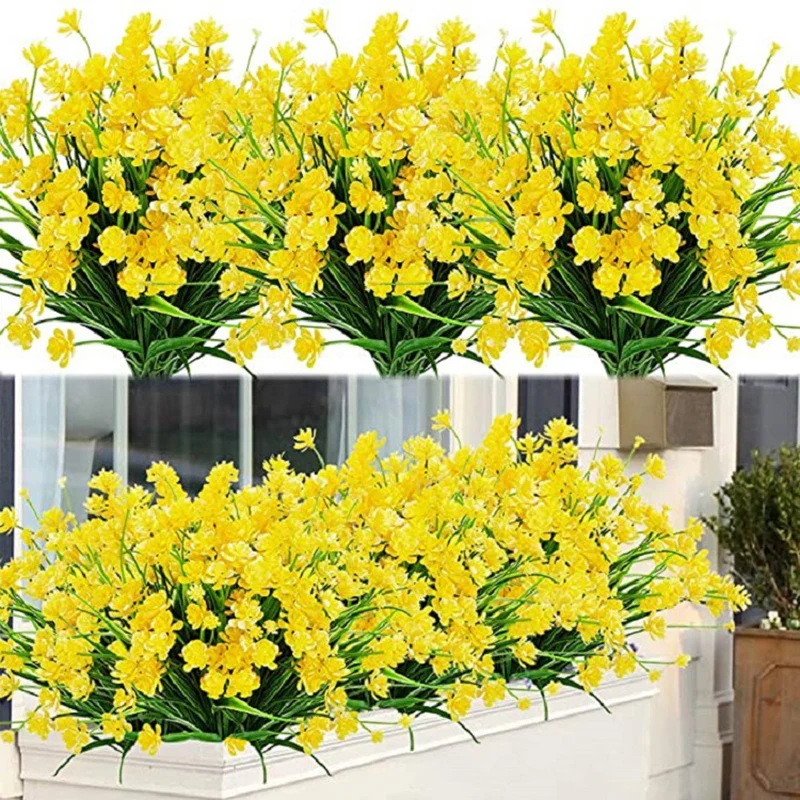 Gypsophila Artificial Flowers Outdoor Decoration UV Resistant No Fade Faux Plastic Plants Garden Porch for Window Kitchen Office