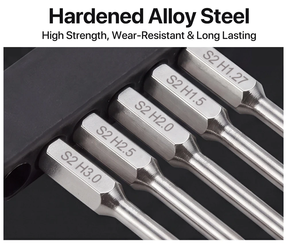 9IMOD Hex Screwdriver Set 100mm Extended 1.27-3.0mm Alloy Steel Precision Driver Kit for RC Cars Models Repair Maintenance Tool