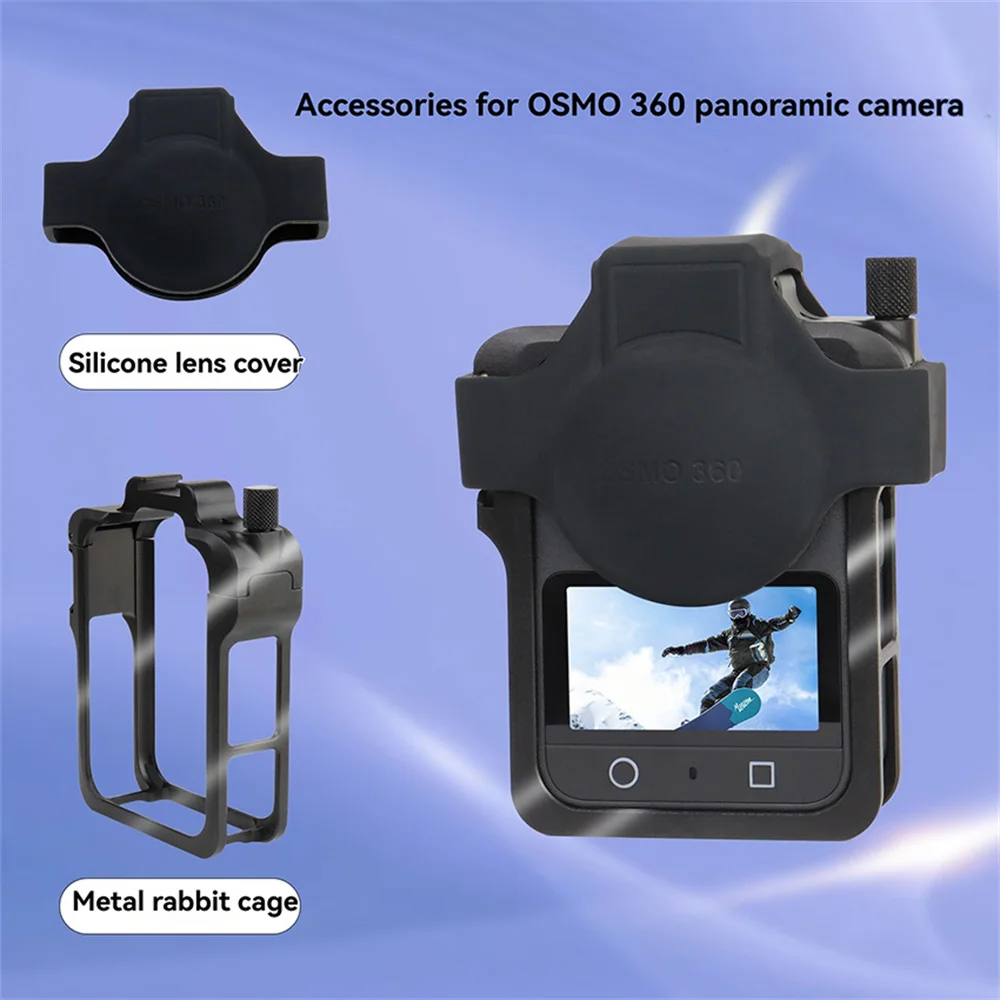 

For DJI OSMO 360 Metal Rabbit Cage Silicone Lens Cover Camera Metal Housing Frame Accessories