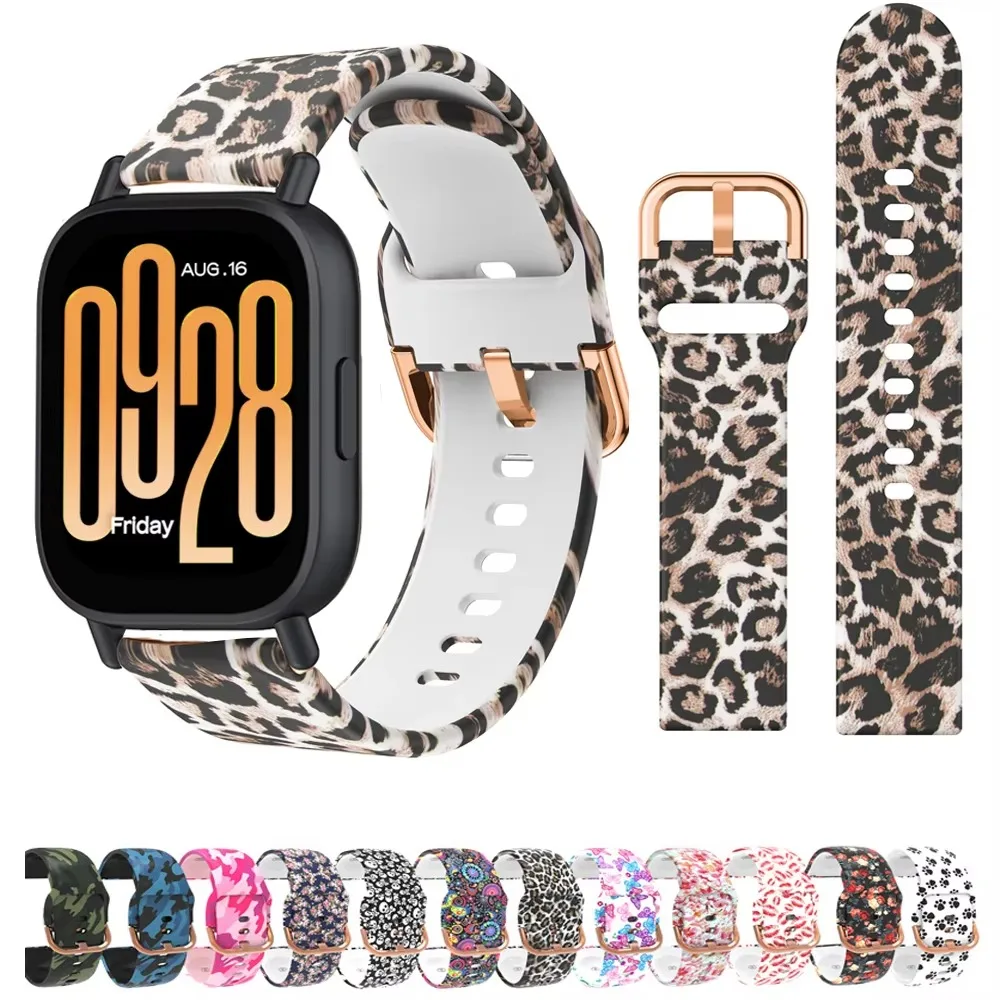 Printed Sport Silicone Band Color Buckle 18mm 20mm 22mm for Samsung Huawei Xiaomi Redmi Amazfit Breathable Replacement Strap