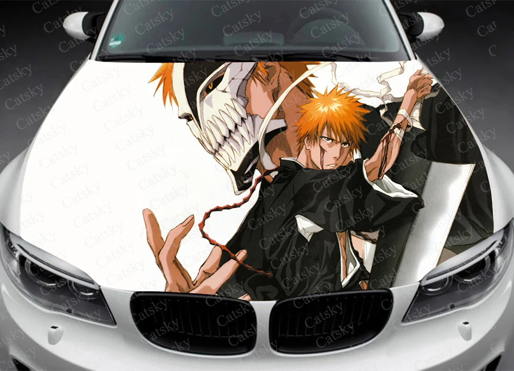 Kurosaki Ichigo Anime Bleach Itasha Hood Vinyl Stickers Wrap Vinyl Film Engine Cover Decals Sticker on Car Auto Accessories