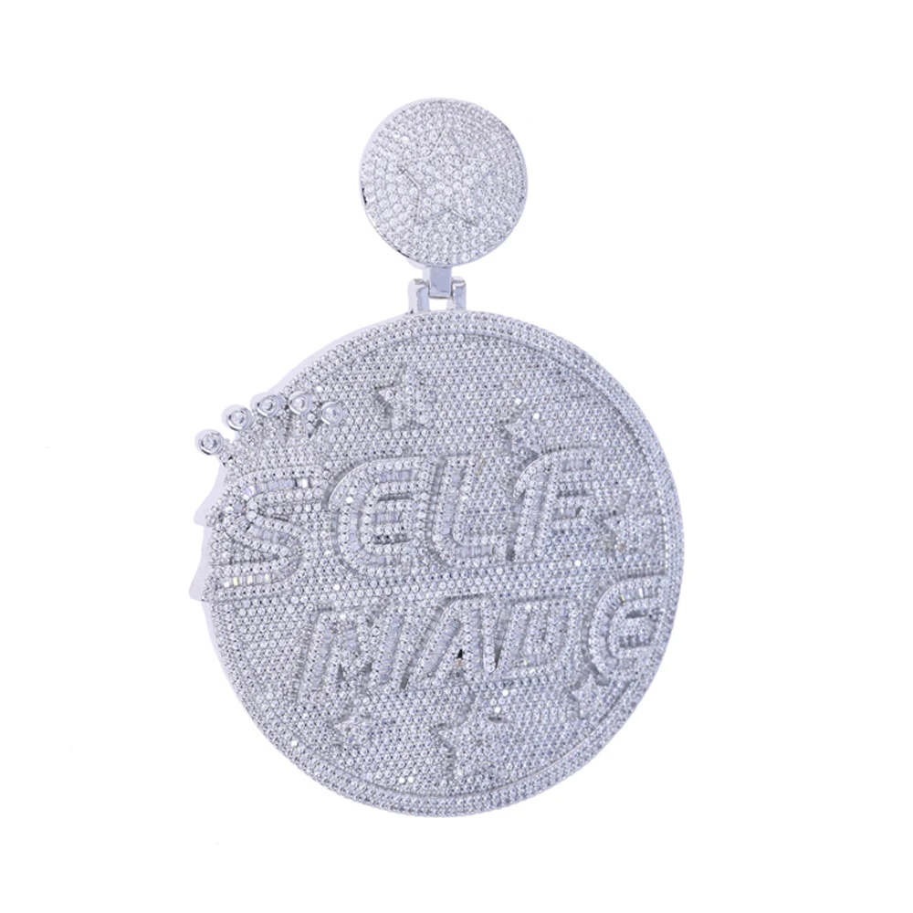 2025 Big Heavy Iced Out Bling 5A Cubic Zircon Paved Self Made Engraved CZ Star Pendant Necklace Hip Hop Men Women Charm Jewelry